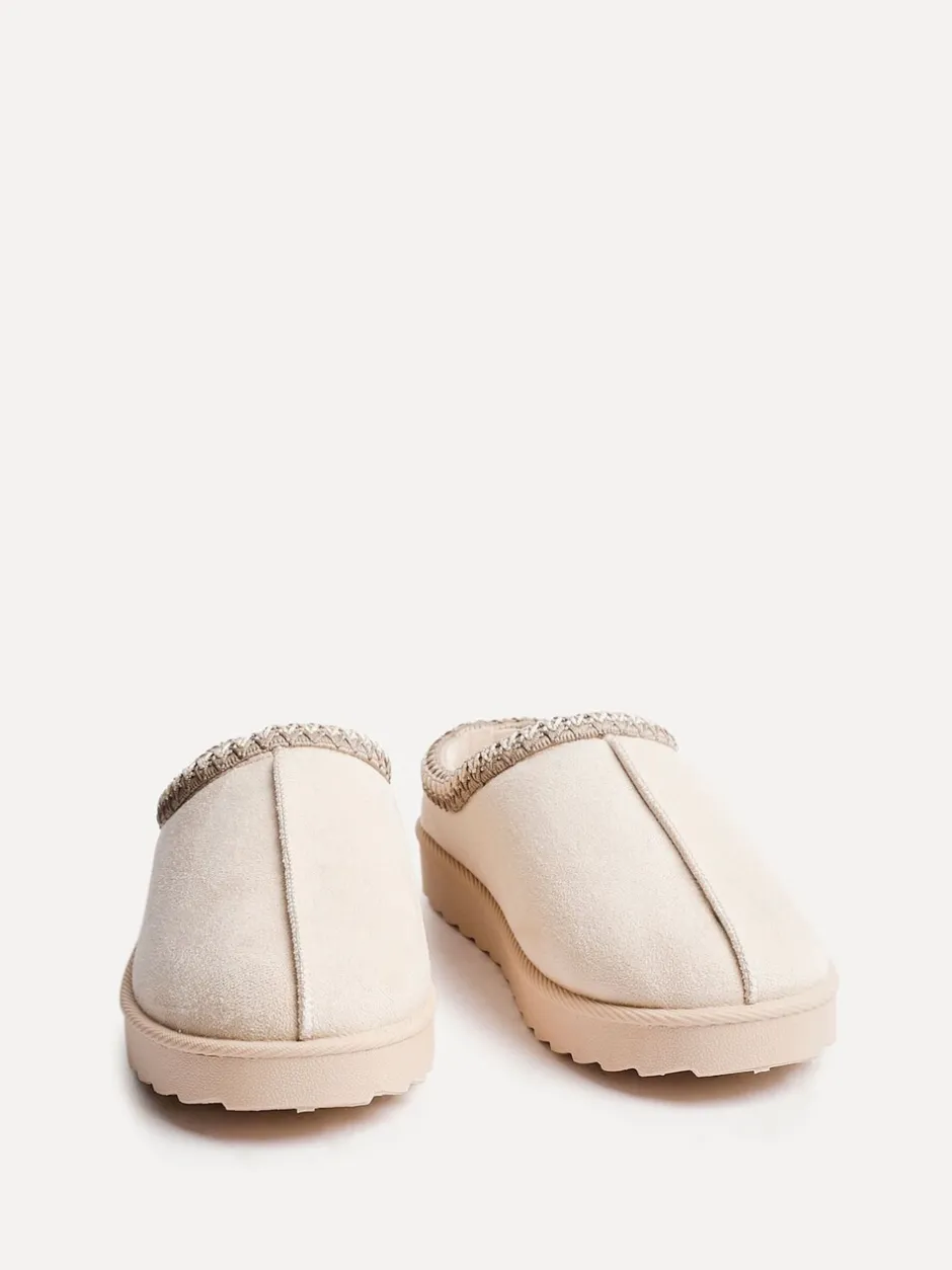 Pantoffels*Linzi - Tana Faux Suede Slip-On Slippers Crème
