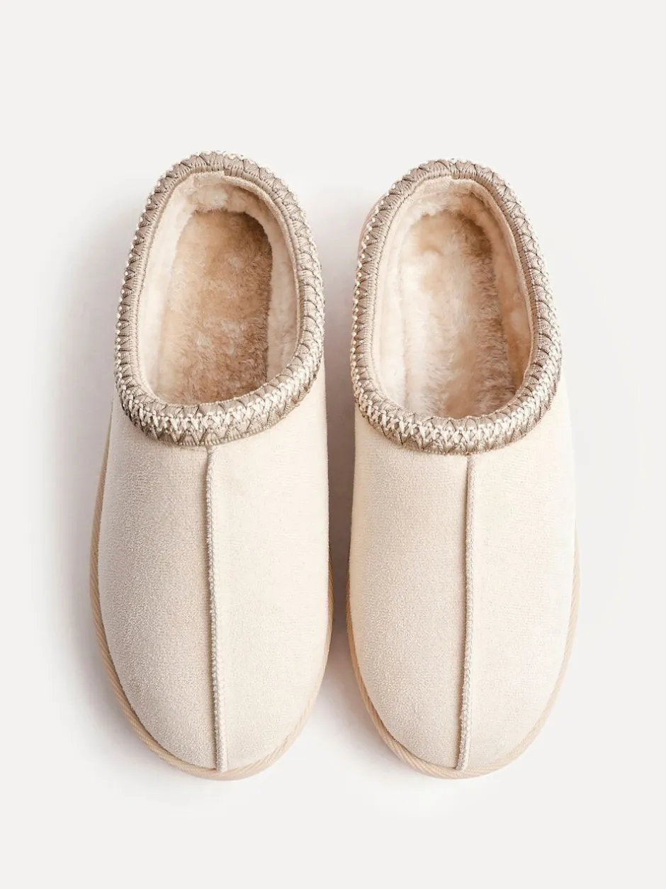 Pantoffels*Linzi - Tana Faux Suede Slip-On Slippers Crème