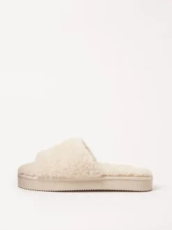 Pantoffels*Lipsy - pantoffels van imitatiebont met plateauzool voor nachtkleding Crème