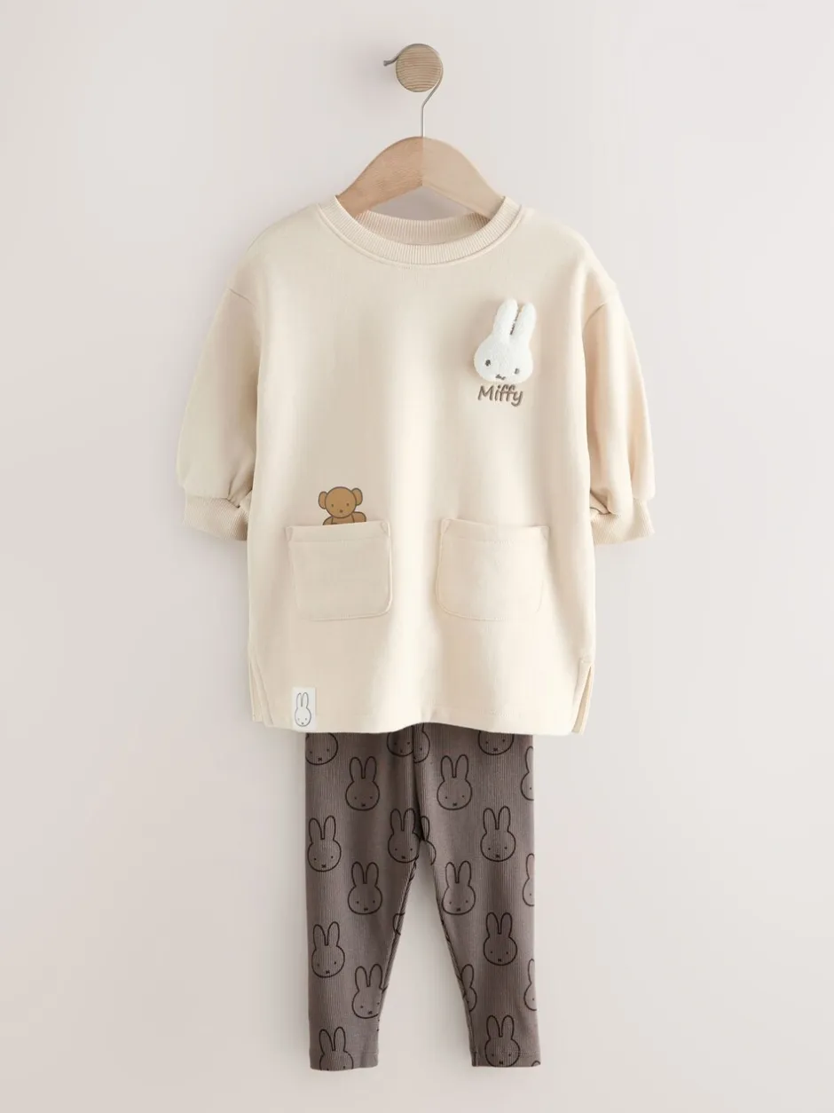 Sets En Combisets|Sets En Outfits*Next Crème - Miffy Sweat Dress & Leggings Set (3mths-7yrs)