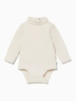 Rompertjes En Hemdjes|Mori - Ribbed Roll Neck Supersoft Bodysuit Crème