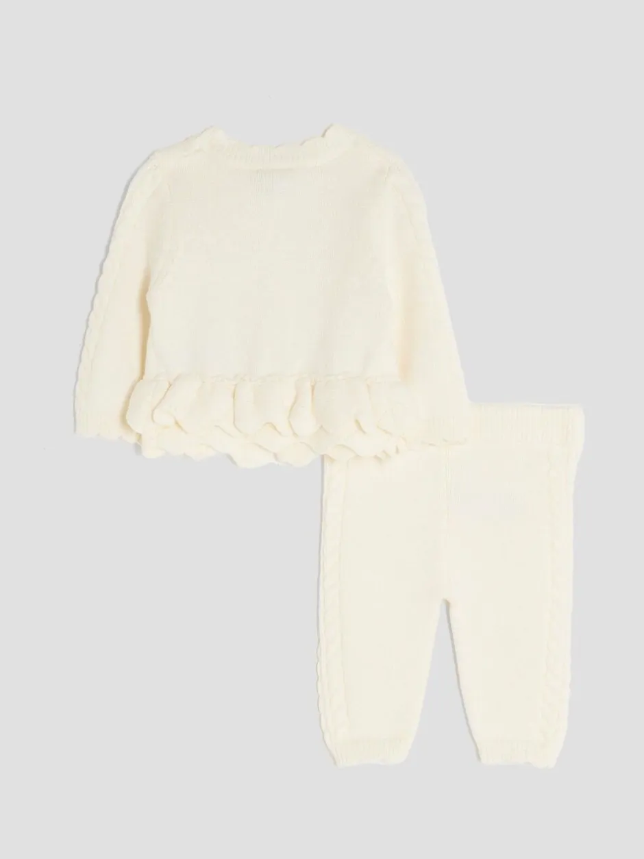 Gebreide Kleding|River Island - vest met peplum voor babymeisjes Crème