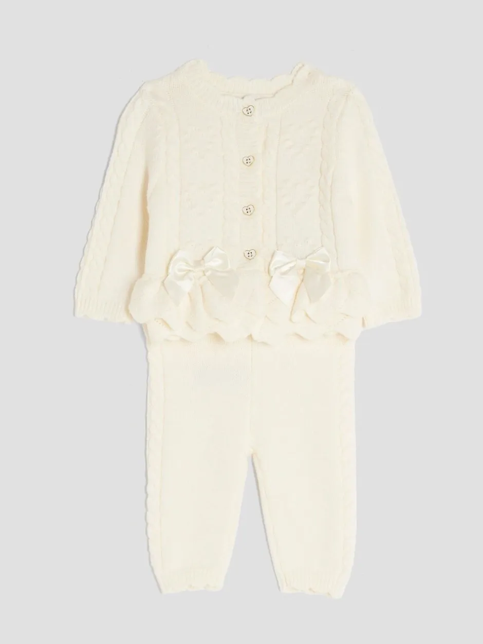 Gebreide Kleding|River Island - vest met peplum voor babymeisjes Crème