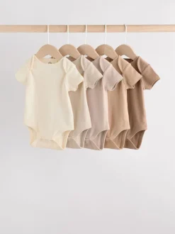 Rompertjes En Hemdjes|Rompertjes En Hemdjes|Next Crème - Set van 5 babyrompertjes met korte mouwen