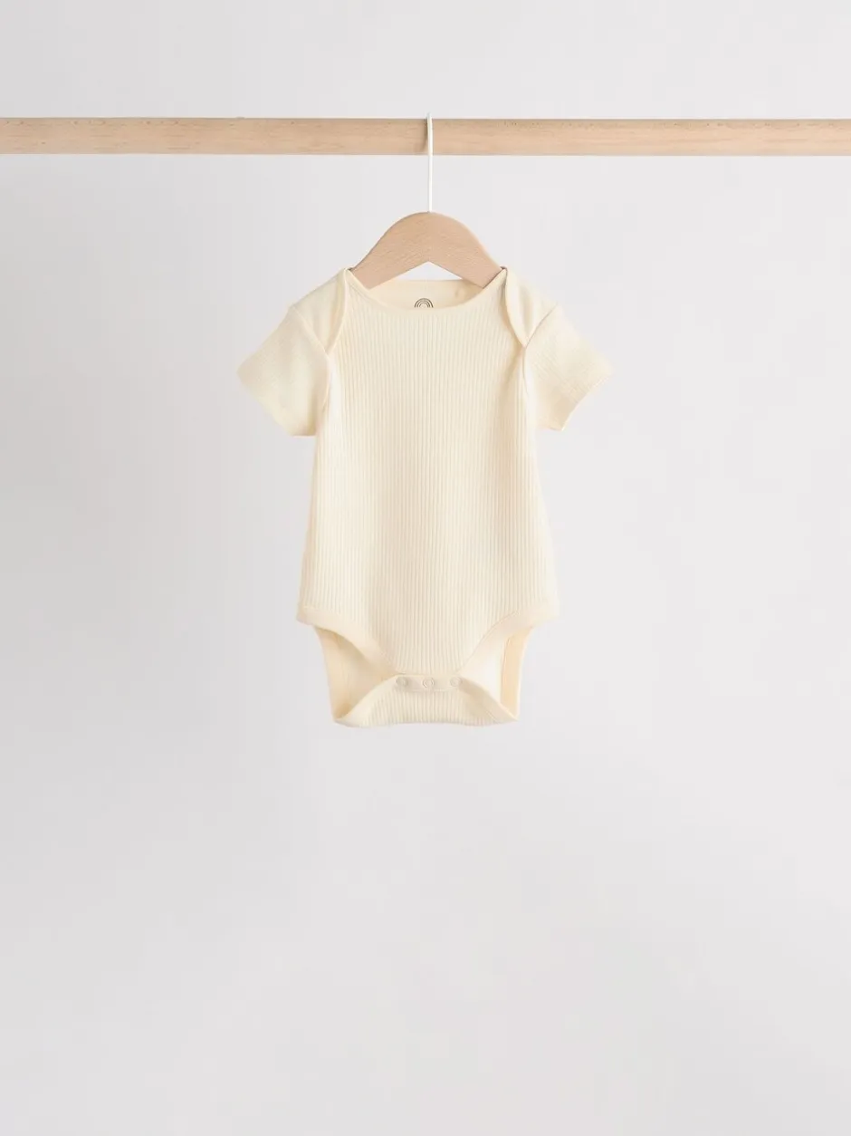 Rompertjes En Hemdjes|Rompertjes En Hemdjes|Next Crème - Set van 5 babyrompertjes met korte mouwen
