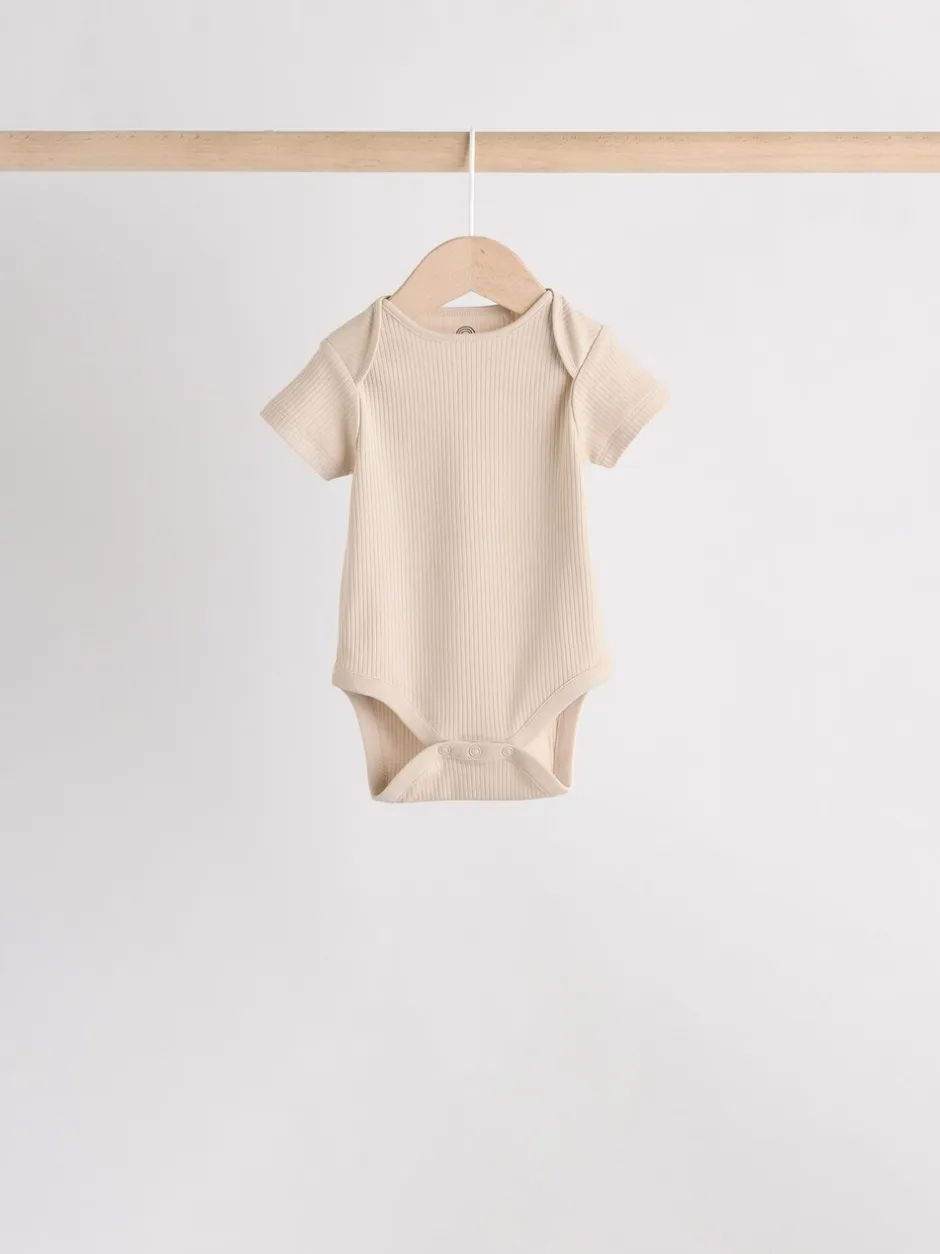 Rompertjes En Hemdjes|Rompertjes En Hemdjes|Next Crème - Set van 5 babyrompertjes met korte mouwen