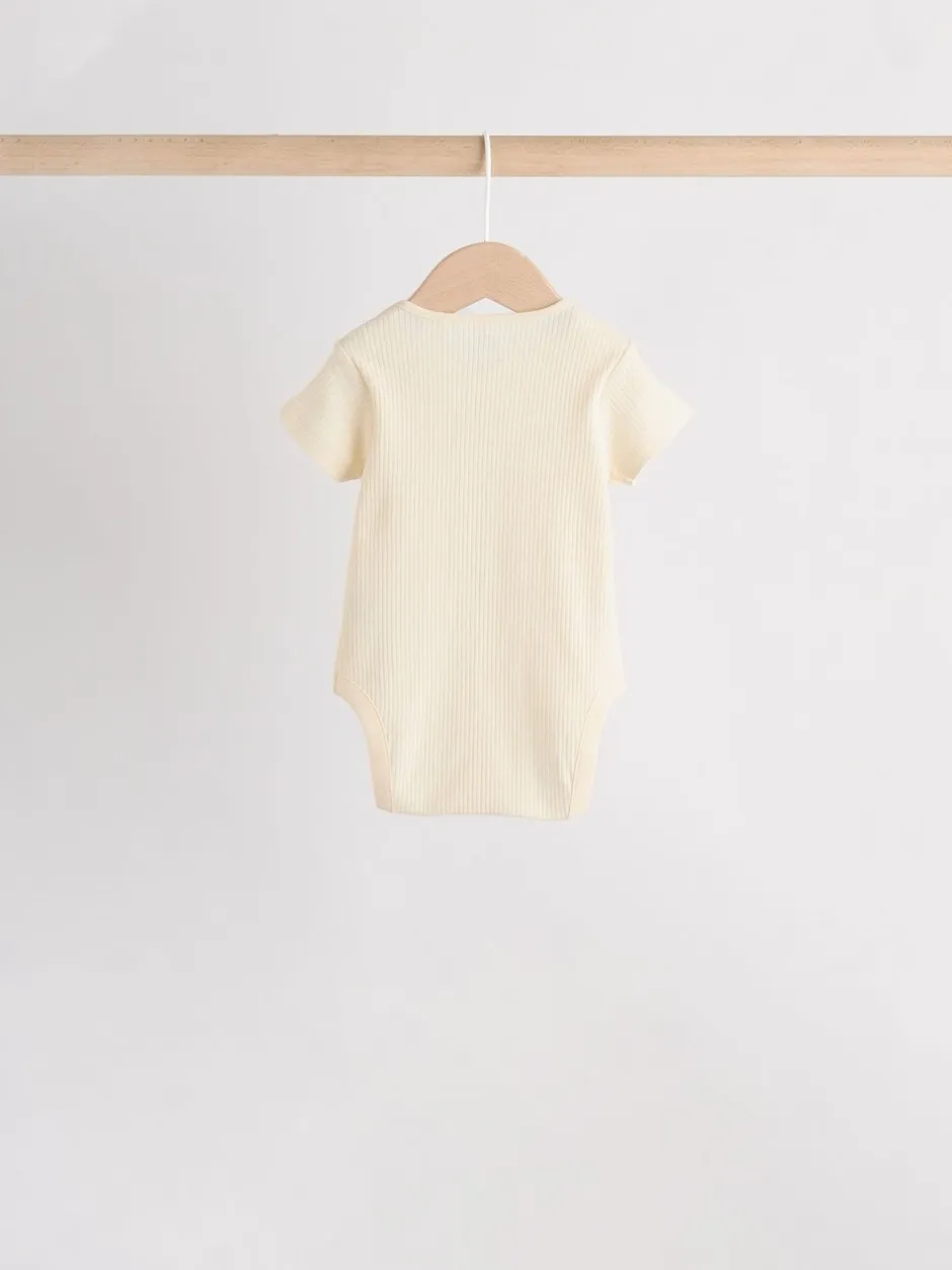 Rompertjes En Hemdjes|Rompertjes En Hemdjes|Next Crème - Set van 5 babyrompertjes met korte mouwen