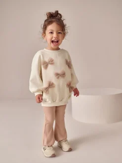 Sweaters En Hoody´S*Next - Set van sweatshirt met strik en uitlopende legging (3mnd-7jr) Crème