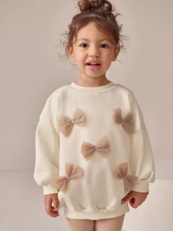 Sweaters En Hoody´S*Next - Set van sweatshirt met strik en uitlopende legging (3mnd-7jr) Crème