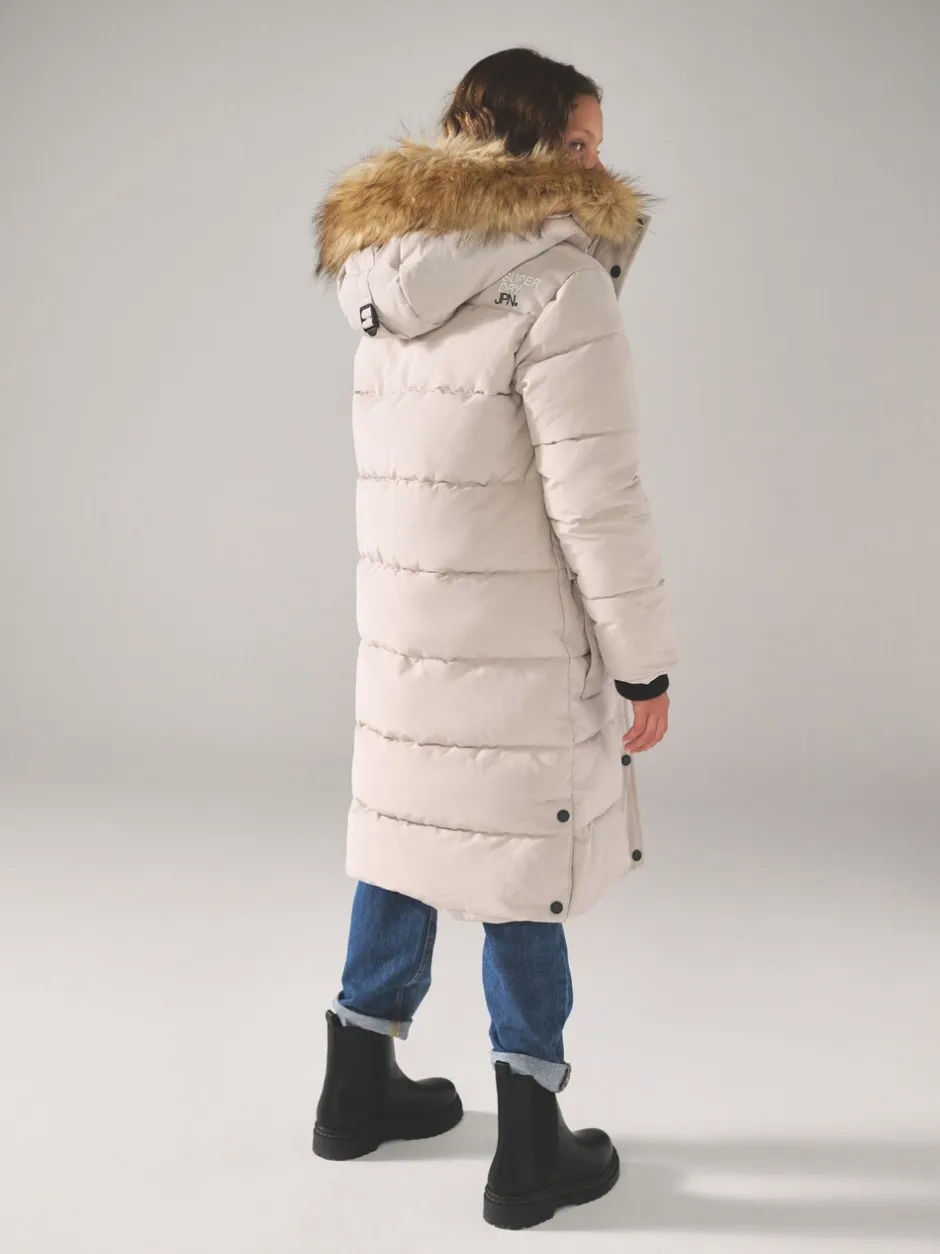 Schoolkleding|Jassen En Jacks|Superdry - - Everest lange gewatteerde jas Crème