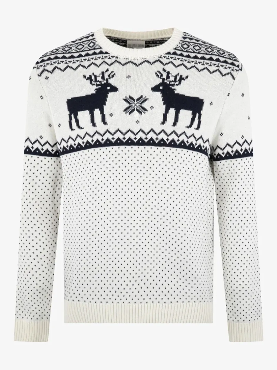 Gebreide Kleding*The Little Tailor - kersttrui met rendierfairislepatroon Crème