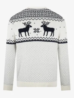 Gebreide Kleding*The Little Tailor - kersttrui met rendierfairislepatroon Crème