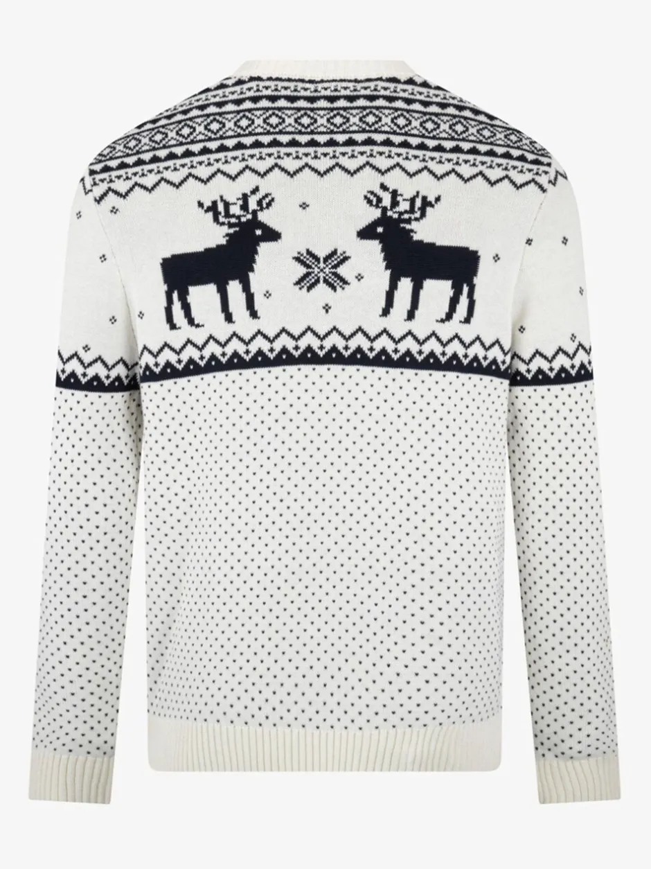 Gebreide Kleding*The Little Tailor - kersttrui met rendierfairislepatroon Crème