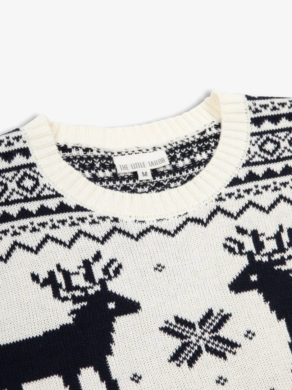 Gebreide Kleding*The Little Tailor - kersttrui met rendierfairislepatroon Crème