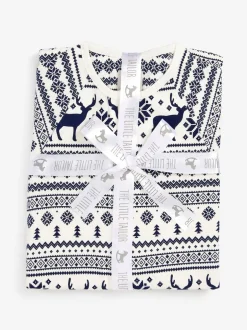 Nachtkleding En Pyjama's|Pyjama's|The Little Tailor - Kids Rendier kerstmis fair isle-patroon 100% katoen alles-in-één Crème