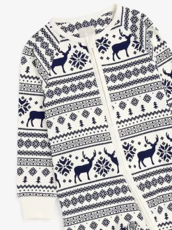 Nachtkleding En Pyjama's|Pyjama's|The Little Tailor - Kids Rendier kerstmis fair isle-patroon 100% katoen alles-in-één Crème