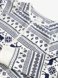 Nachtkleding En Pyjama's|Pyjama's|The Little Tailor - Kids Rendier kerstmis fair isle-patroon 100% katoen alles-in-één Crème