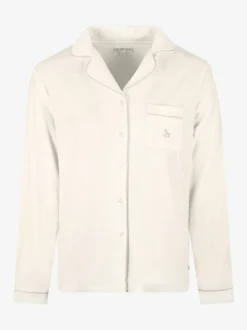 Pyjama's|The Little Tailor - luxe kerstpyjama van zacht aanvoelend velours Crème