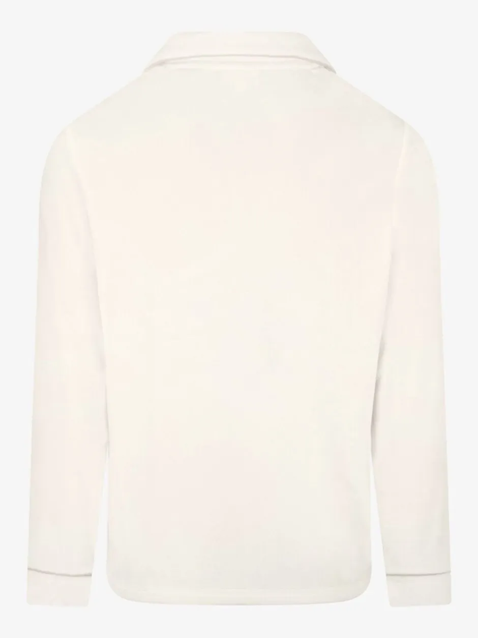 Pyjama's|The Little Tailor - luxe kerstpyjama van zacht aanvoelend velours Crème