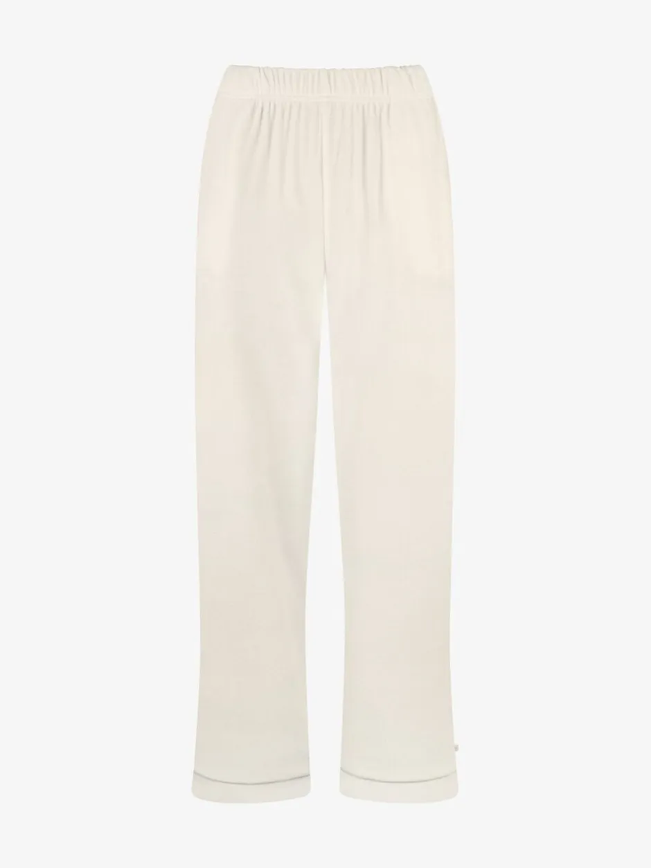 Pyjama's|The Little Tailor - luxe kerstpyjama van zacht aanvoelend velours Crème