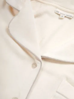 Pyjama's|The Little Tailor - luxe kerstpyjama van zacht aanvoelend velours Crème
