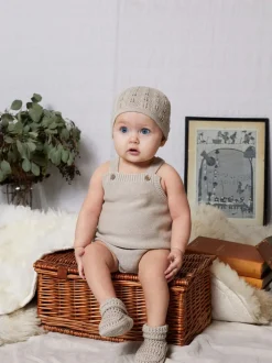 Rompertjes En Tuinbroeken*The Little Tailor - stijlvol gebreid babyrompertje van 100% katoen Crème