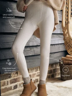 Alle Nacht- En Loungekleding*Next - Thermal Maximum Warmth Cosy Pointelle Leggings Crème