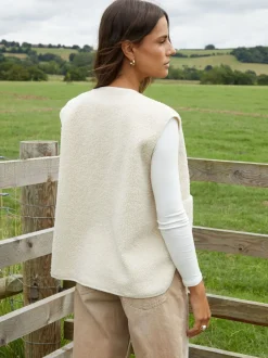 Jassen En Jacks|Threadbare - omkeerbaar gilet met borg Crème