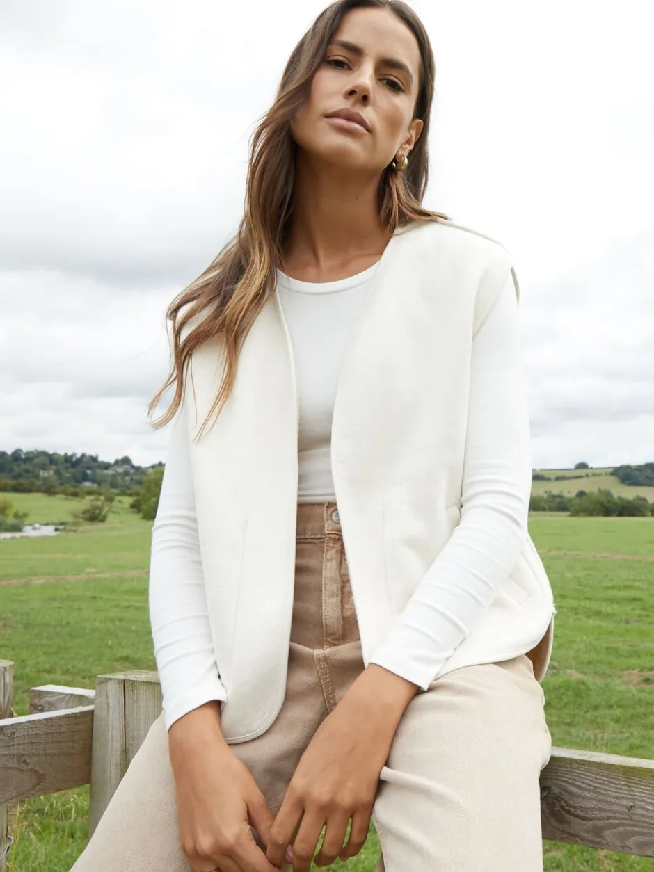 Jassen En Jacks|Threadbare - omkeerbaar gilet met borg Crème
