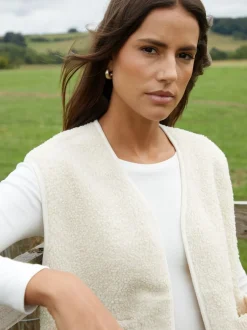 Jassen En Jacks|Threadbare - omkeerbaar gilet met borg Crème