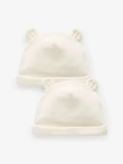 Mutsjes En Antikrabwantjes|Next Crème - Verpakking van 2 velours babymutsen (0 - 12 mnd)