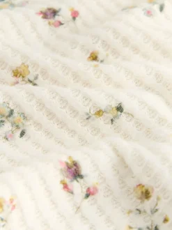 Pyjama's|Loungewear*Next Crème gebloemd - Gezellige pyjama met wafeldessin en lange mouwen