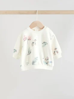Sets En Combisets|Truien En Breisels|Next - Set van 2 -delige Baby Sweater en Joggingbroeken (0mnd -2jr) Crème gebloemd