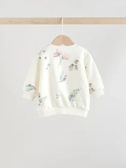 Sets En Combisets|Truien En Breisels|Next - Set van 2 -delige Baby Sweater en Joggingbroeken (0mnd -2jr) Crème gebloemd
