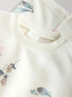 Sets En Combisets|Truien En Breisels|Next - Set van 2 -delige Baby Sweater en Joggingbroeken (0mnd -2jr) Crème gebloemd