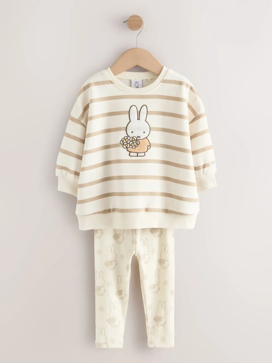 Sets En Combisets|Truien En Breisels|Next Crème gestreept - Set met Miffy-sweatshirt en legging (3 mnd-7 jr)