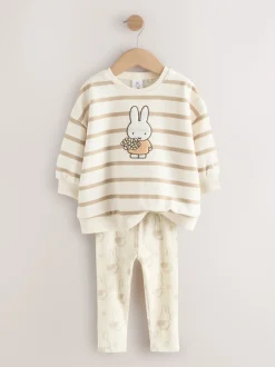Sets En Combisets|Truien En Breisels|Next Crème gestreept - Set met Miffy-sweatshirt en legging (3 mnd-7 jr)