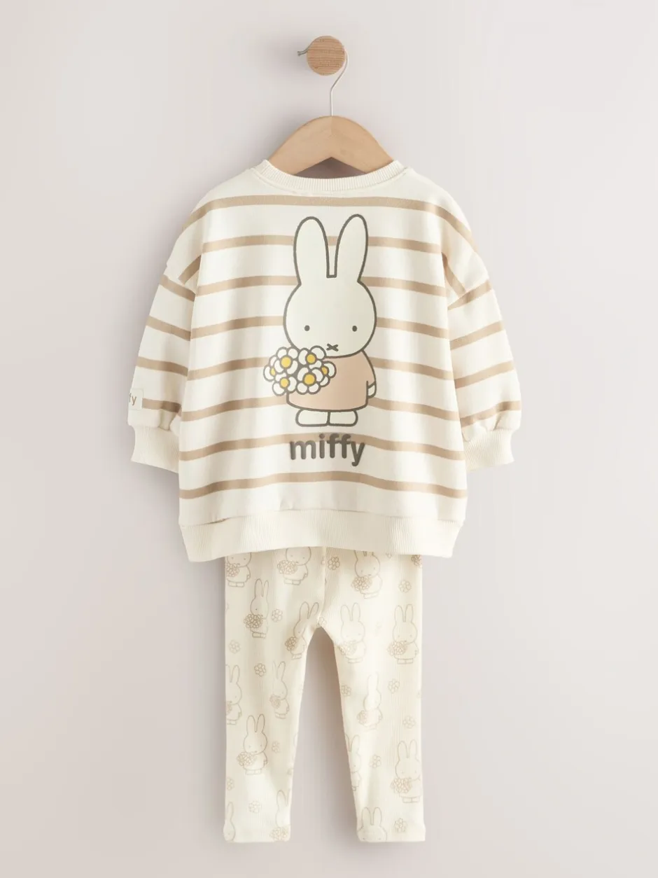 Sets En Combisets|Truien En Breisels|Next Crème gestreept - Set met Miffy-sweatshirt en legging (3 mnd-7 jr)