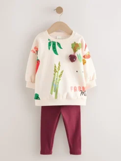 Sets En Outfits|Sweaters En Hoody´S|Next - Set met sweatshirt en legging (3 mnd-7 jr) Crème Groentenfiguren