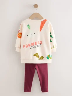 Sets En Outfits|Sweaters En Hoody´S|Next - Set met sweatshirt en legging (3 mnd-7 jr) Crème Groentenfiguren