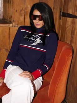Gebreide Kleding*The Little Tailor - 'Les Alps' Slim fit e ski-Kerstmis Trui Crème licht