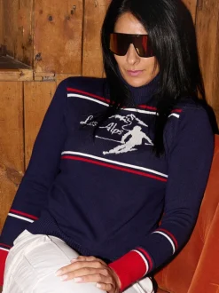Gebreide Kleding*The Little Tailor - 'Les Alps' Slim fit e ski-Kerstmis Trui Crème licht