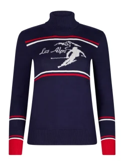 Gebreide Kleding*The Little Tailor - 'Les Alps' Slim fit e ski-Kerstmis Trui Crème licht