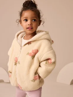 Truien En Breisels|Jassen, Jacks En Kinderwagenpakjes|Next - Fleece met ritssluiting (3mnd-7jr) Crème met bloemenprint