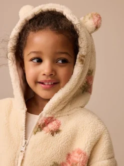 Truien En Breisels|Jassen, Jacks En Kinderwagenpakjes|Next - Fleece met ritssluiting (3mnd-7jr) Crème met bloemenprint