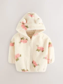 Truien En Breisels|Jassen, Jacks En Kinderwagenpakjes|Next - Fleece met ritssluiting (3mnd-7jr) Crème met bloemenprint