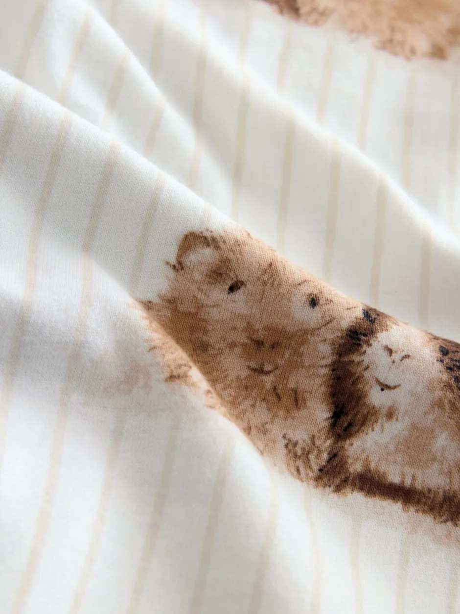 Pyjama's|Loungewear*Next Crème met cavia - Tricot pyjama met korte mouwen