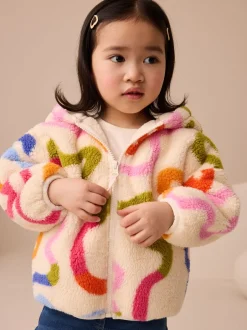 Truien En Breisels|Jassen, Jacks En Kinderwagenpakjes|Next - Fleece met ritssluiting (3mnd-7jr) Crème Rainbow Squiggle
