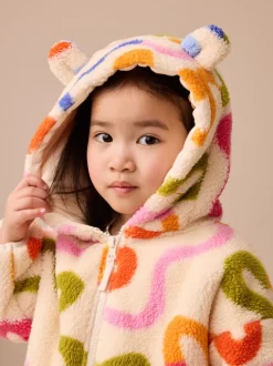 Truien En Breisels|Jassen, Jacks En Kinderwagenpakjes|Next - Fleece met ritssluiting (3mnd-7jr) Crème Rainbow Squiggle