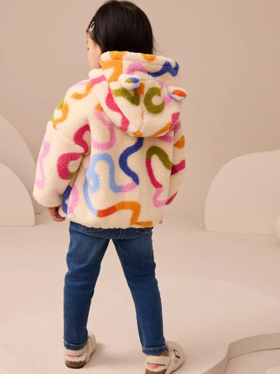 Truien En Breisels|Jassen, Jacks En Kinderwagenpakjes|Next - Fleece met ritssluiting (3mnd-7jr) Crème Rainbow Squiggle